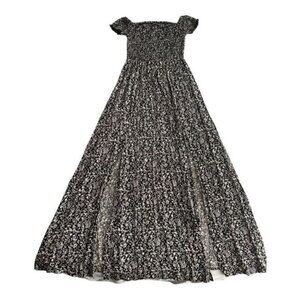 SHEIN Women's Chrysanthemum Ditsy Floral Smocked Off Shoulder Maxi Dress Medium